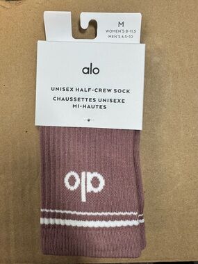 ALO Yoga Unisex Half-Crew Sock - Smokey Quartz with White Logo